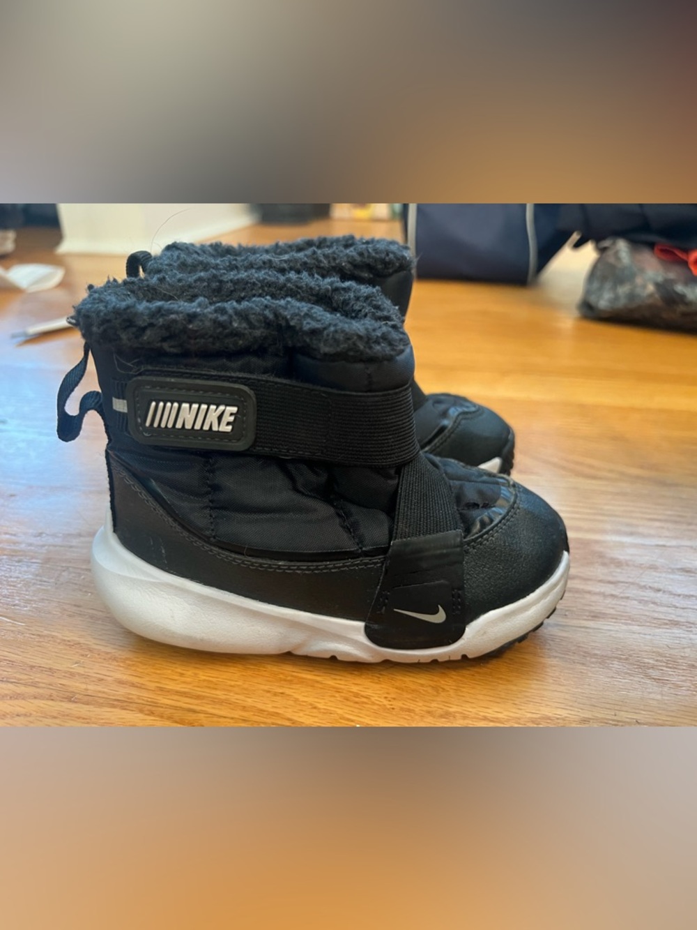 Nike Black Kids' Insulated Snow Boots with White Sole